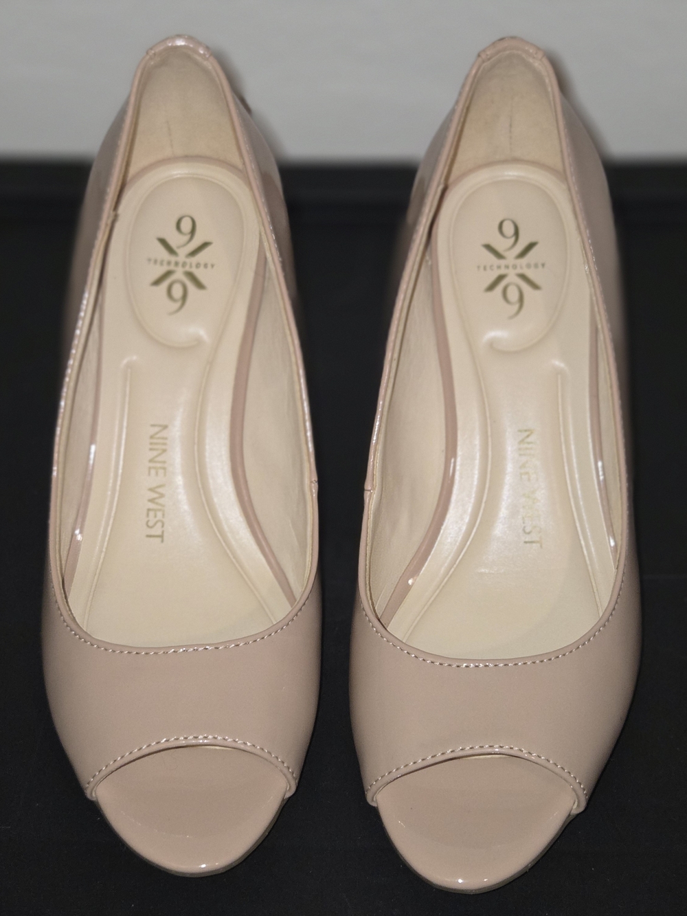 Nine West Patent Peep-Toe Flats